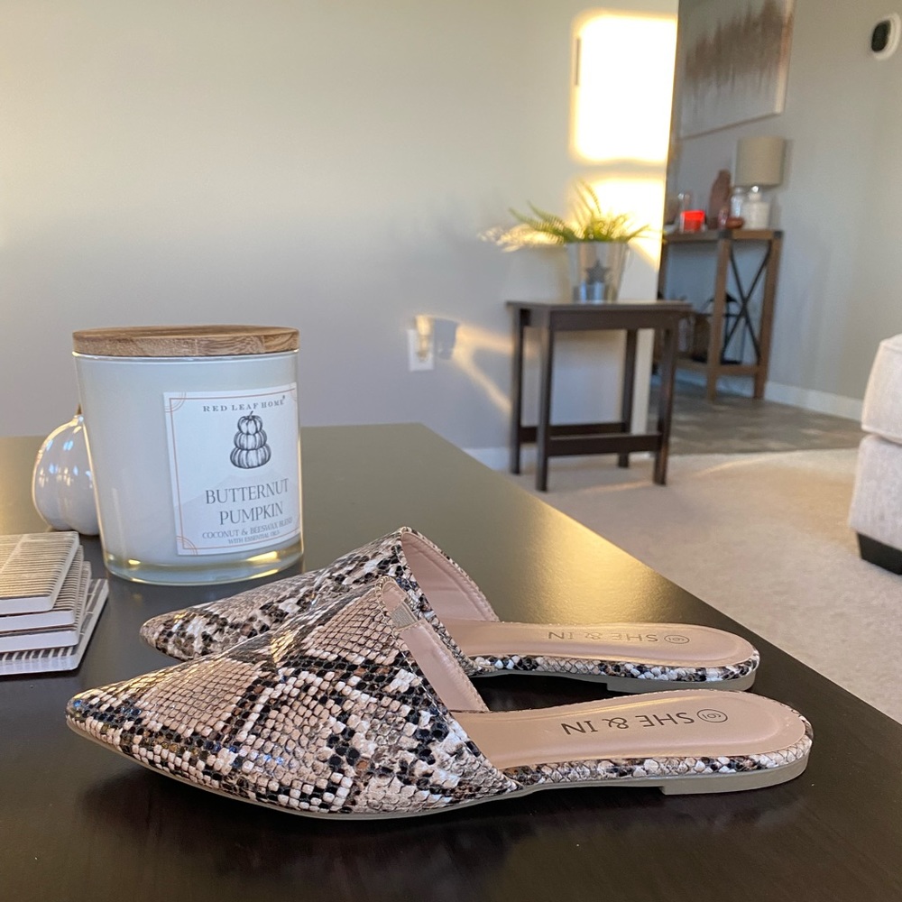Snakeskin Mules